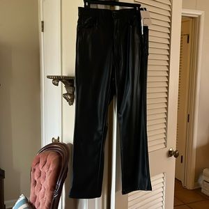 Mother Faux Black Leather High Waist Rider Ankle/cropped